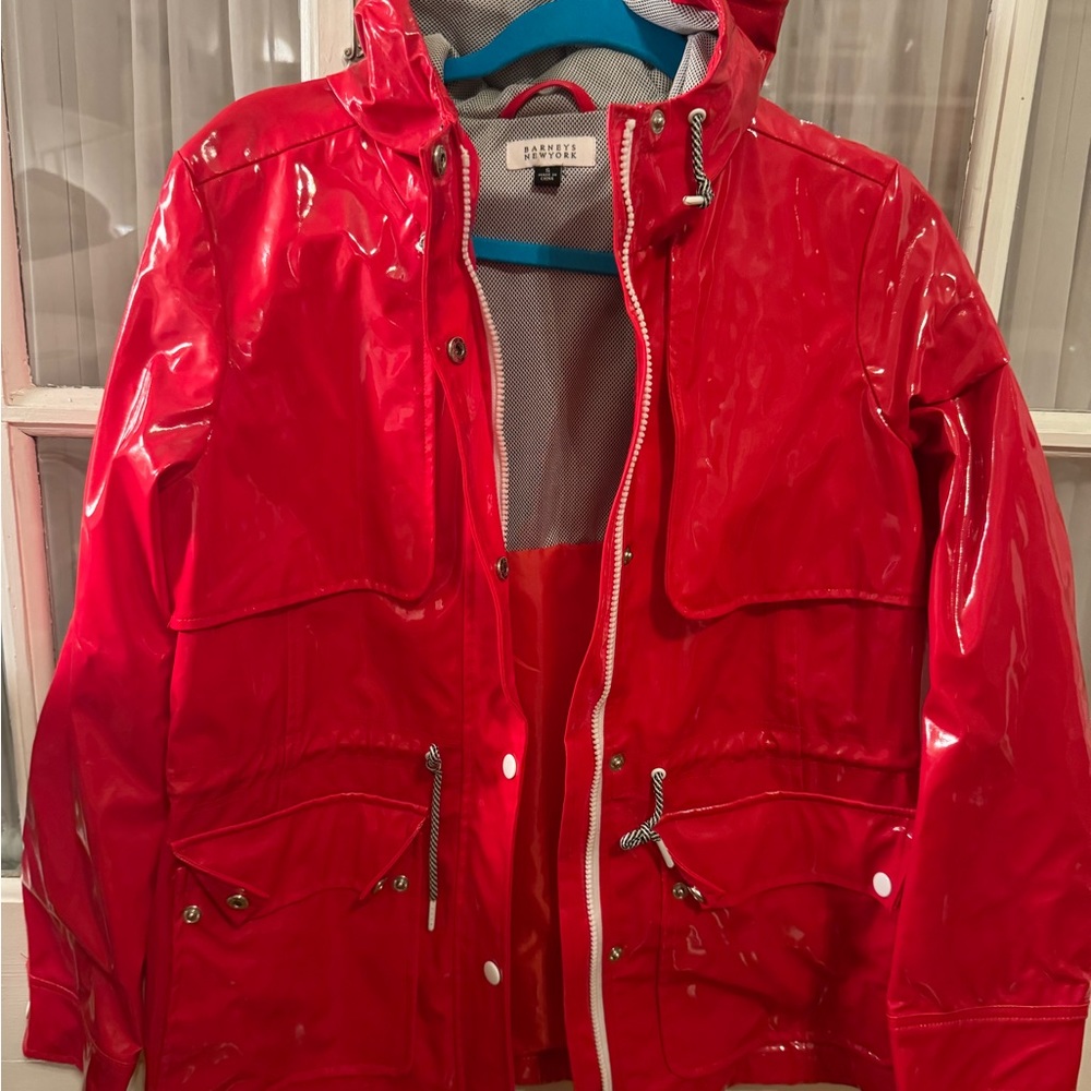 BARNEYS NEW YORK Red Lacquer Rain Coat